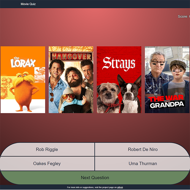movie quiz site screenshot